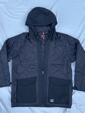 Alpha Industries Men's Quilted Hooded Jacket in Black